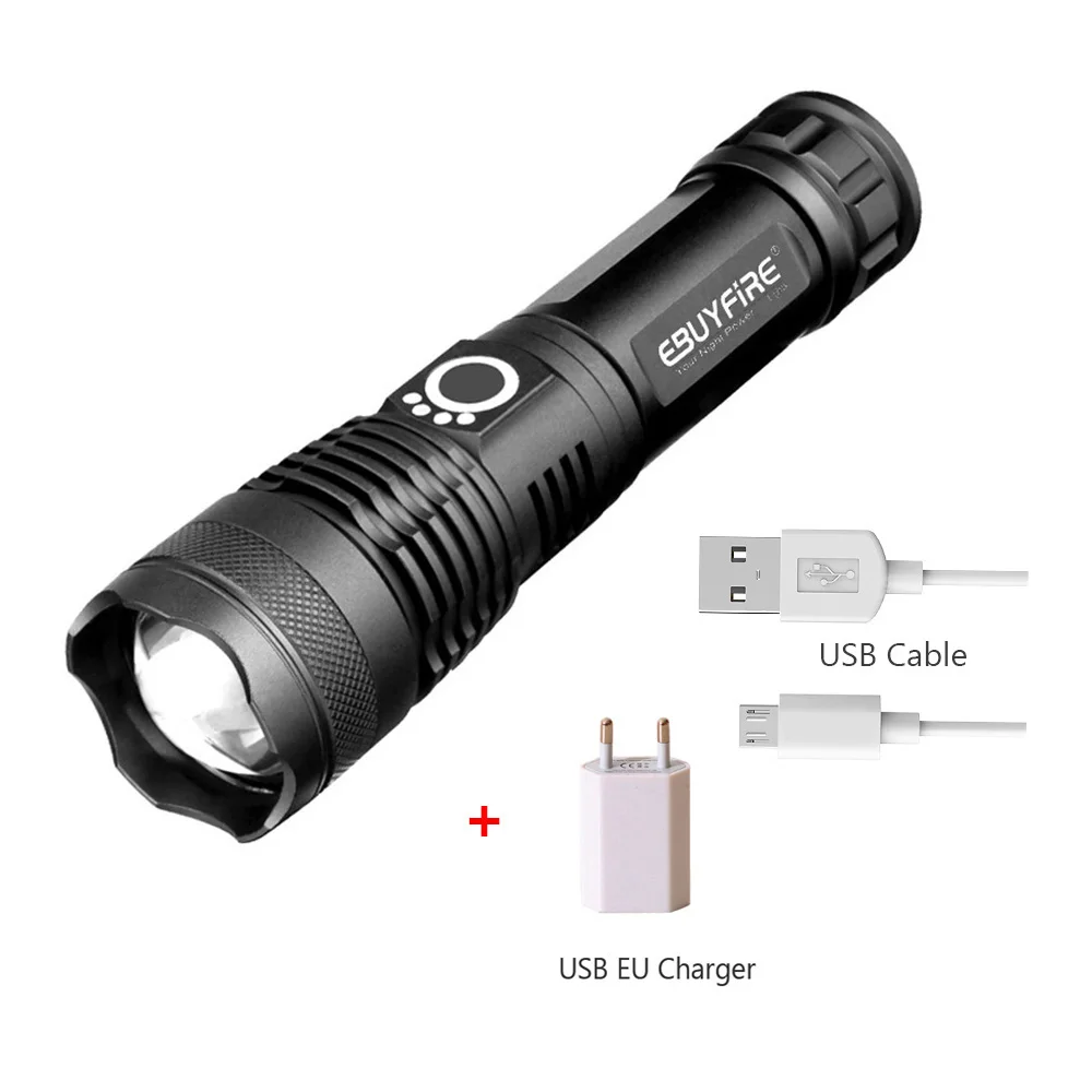 Мощный светодиодный светильник-вспышка XHP50 linterna, Перезаряжаемый USB фонарь, 30000 люменов, 18650/26650 аккумулятор, регулируемый светильник для кемпинга