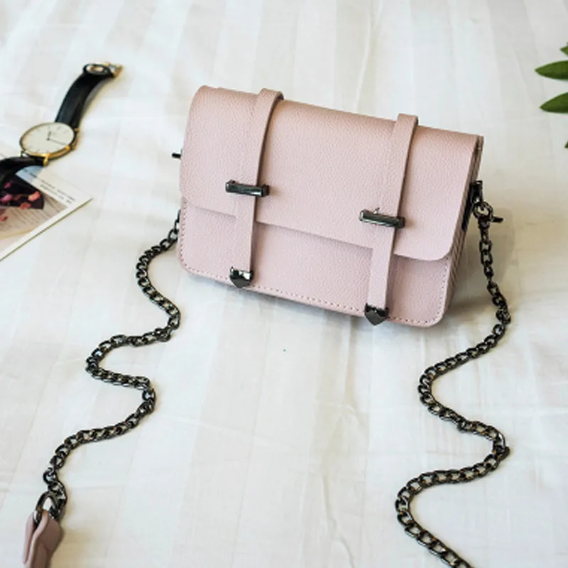 Женская Повседневная сумка из искусственной кожи Bolsa Feminina универсальная стильная сумка-мессенджер для покупок Женская однотонная классическая сумка через плечо - Цвет: Розовый
