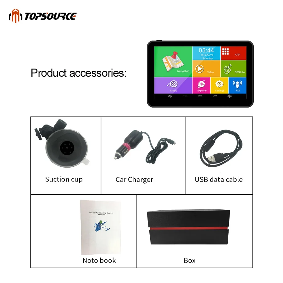 TOPSOURCE gps навигации 7 &quotAndroid 16 ГБ автомобиля WI FI видео HD 1080 P 1024*600 навигатор России