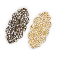 10 piece 2 color hollow filigree oval shaped connnector embellishments findings jewelry making diy 57x27mm