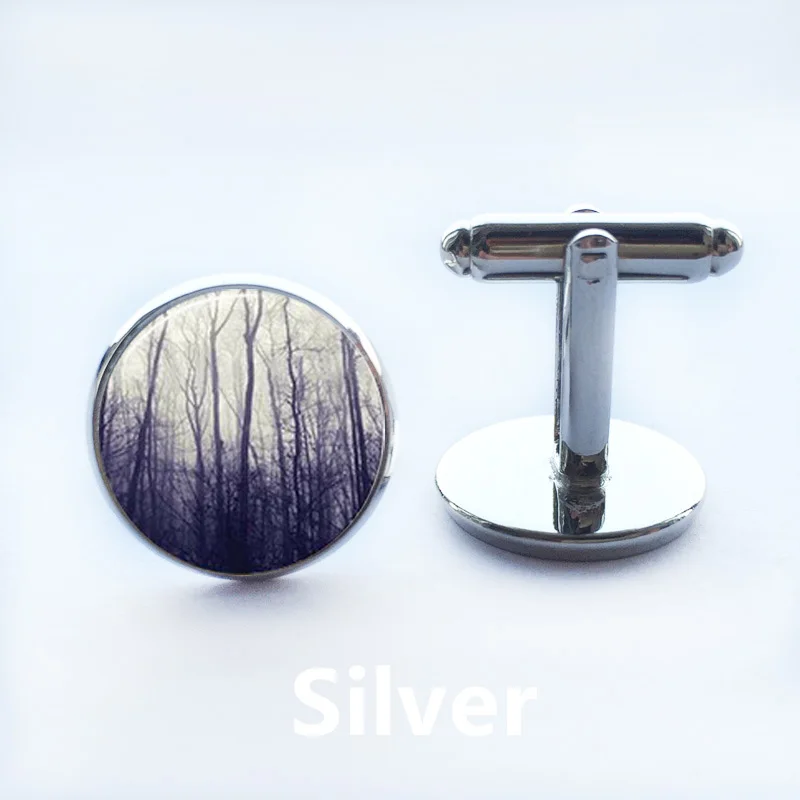 Новая мода подарок ювелирное изделие мужские запонки натуральный пейзаж дерево