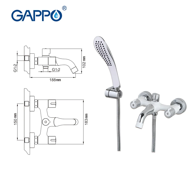 GAPPO белый смеситель для душа смесители ванны латунный настенный душа|wall mounted