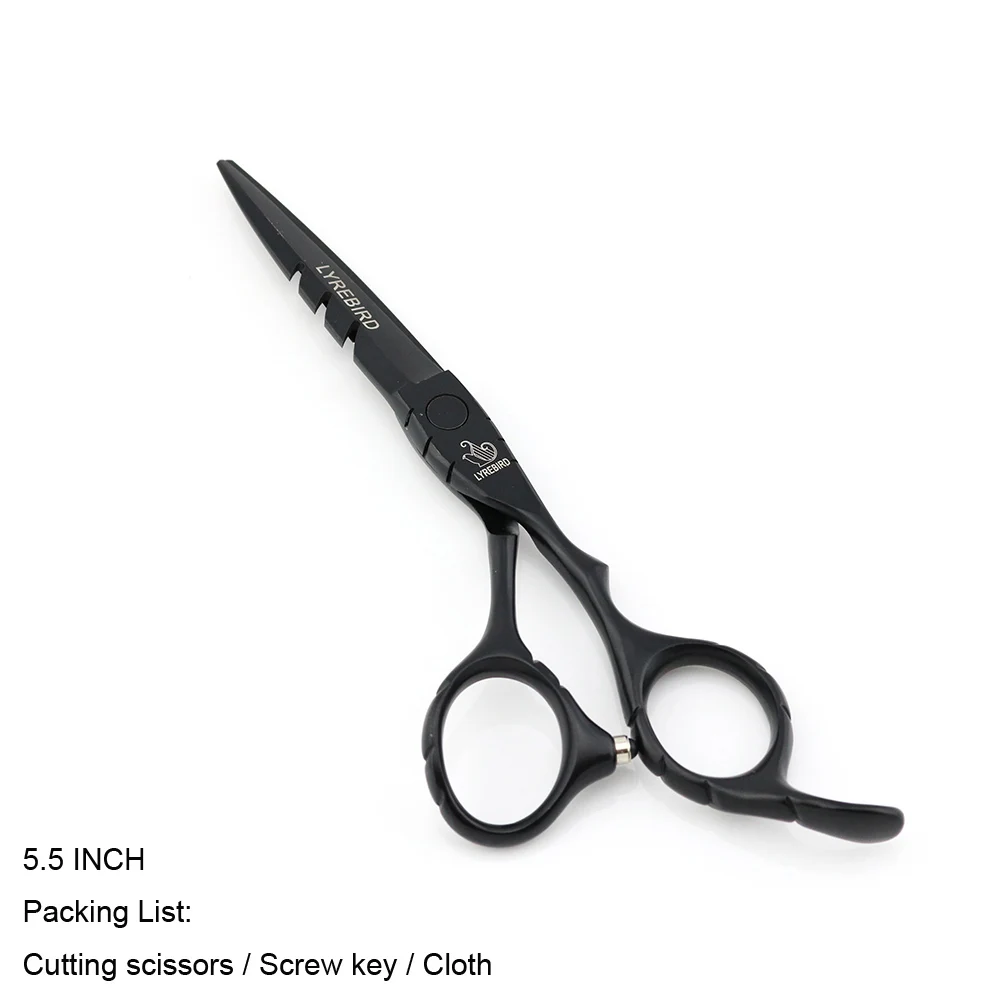 Cutting 5.5 no box Ножницы для волос тефлоновые Черные ножницы 5,5 дюймов 6 дюймов ножницы для волос плоский винт синий или красный камень противоскользящая ручка LYREBIRD Новинка - Цвет: Cutting 5.5 no box