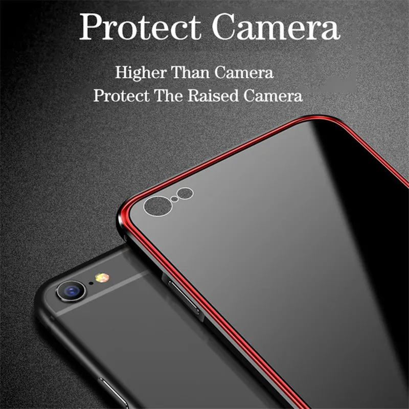 Metal Bumper Case for iPhone 6 6S Plus Luxury Plating Aluminum Frame Hard Tempered Glass Thin Back Cover Iphone S Coque |