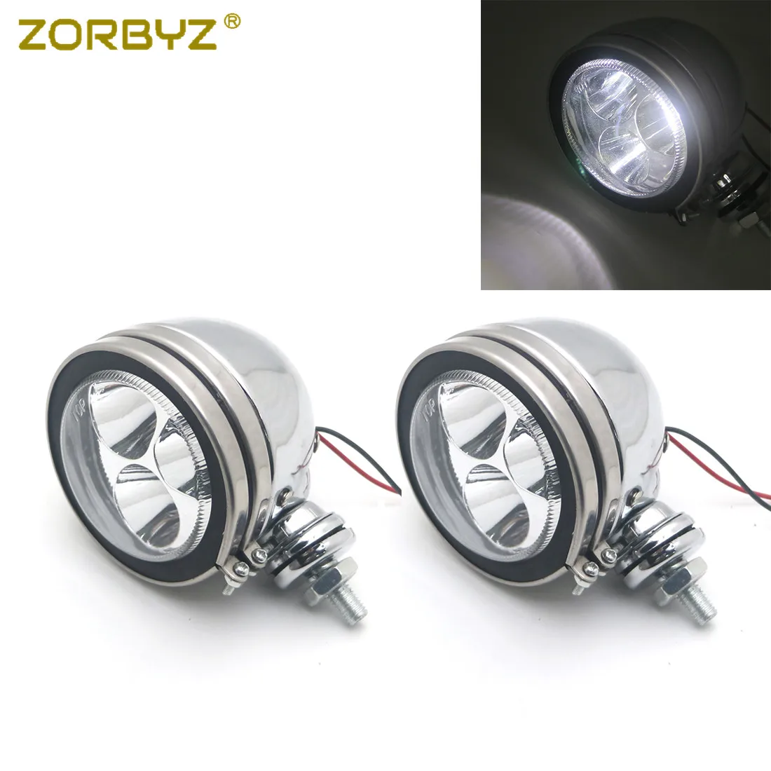 Светодиодный хромированный ретро противотуманный прожектор для проезда на мотоцикле Suzuki Harley Cafe Racer Bobber Chopper Vintage.