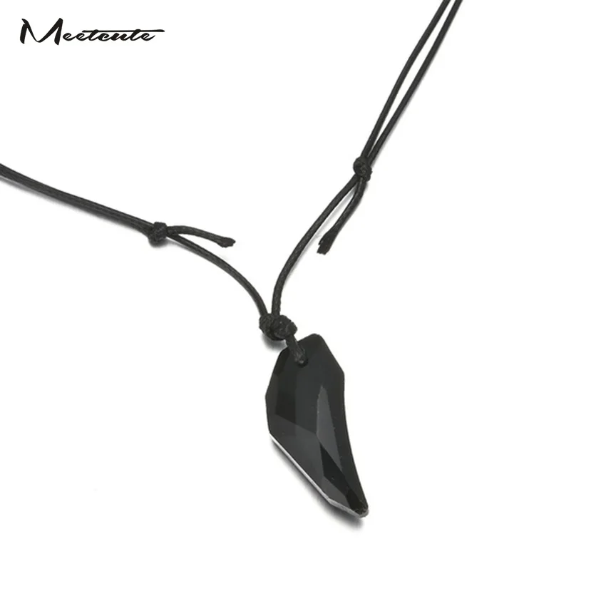 Meetcute Natural Ice Rainbow обсидиановый Новый глаз волк кулон Клык Ожерелья Ручная Веревка