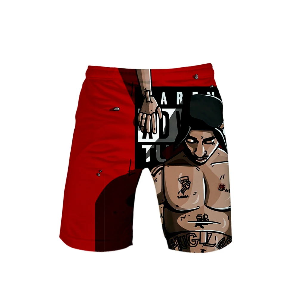 Мужские спортивные шорты до колена 2Pac Tupac Amaru Shakur летние повседневные с 3d принтом