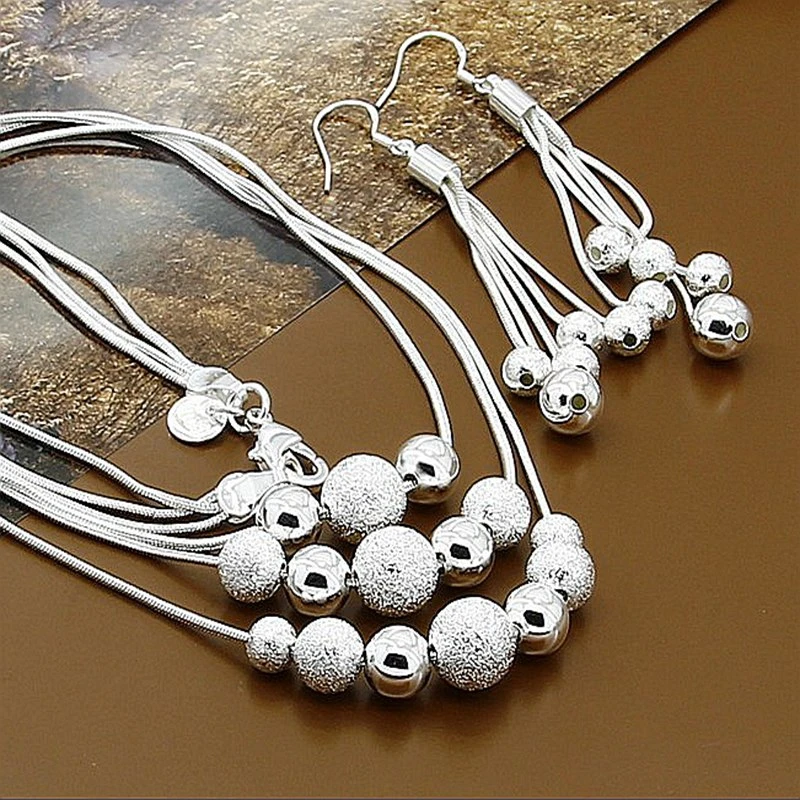 Набор женских ювелирных изделий из серебра 2019 пробы с круглыми бусинами |