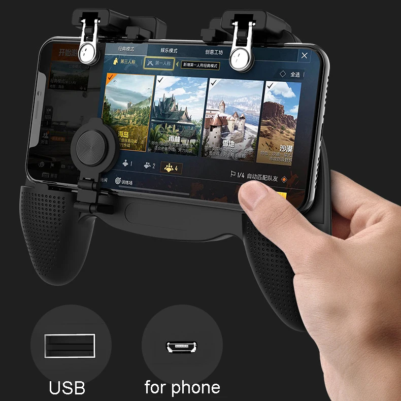 Контроллер PUBG Moible геймпад Free Fire L1 R1 триггер игровой коврик ручка L1R1 джойстик кулер вентилятор с 2000/4000 мАч power Bank