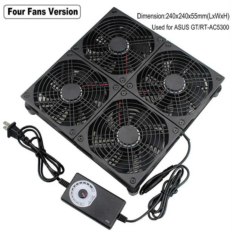 Four Fans Version Gdstime 120 мм ТВ коробка модем-маршрутизатор охлаждающий вентилятор регулируемая скорость Универсальный ноутбук радиатор основания для NETGEAR/ASUS GT/GT - Цвет лезвия: Four Fans Version