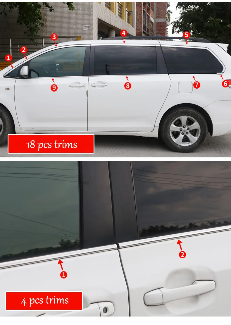 Lsrtw2017 авто-Стайлинг 304 нержавеющая сталь окна автомобиля планки для toyota sienna 2011 2012 2012 xl30