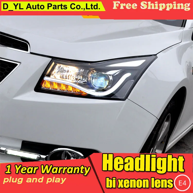 

D_YL Car Styling for Chevrolet Cruze Headlights 2009-2015 Cruze LED Headlight DRL Lens Double Beam H7 HID Xenon bi xenon lens