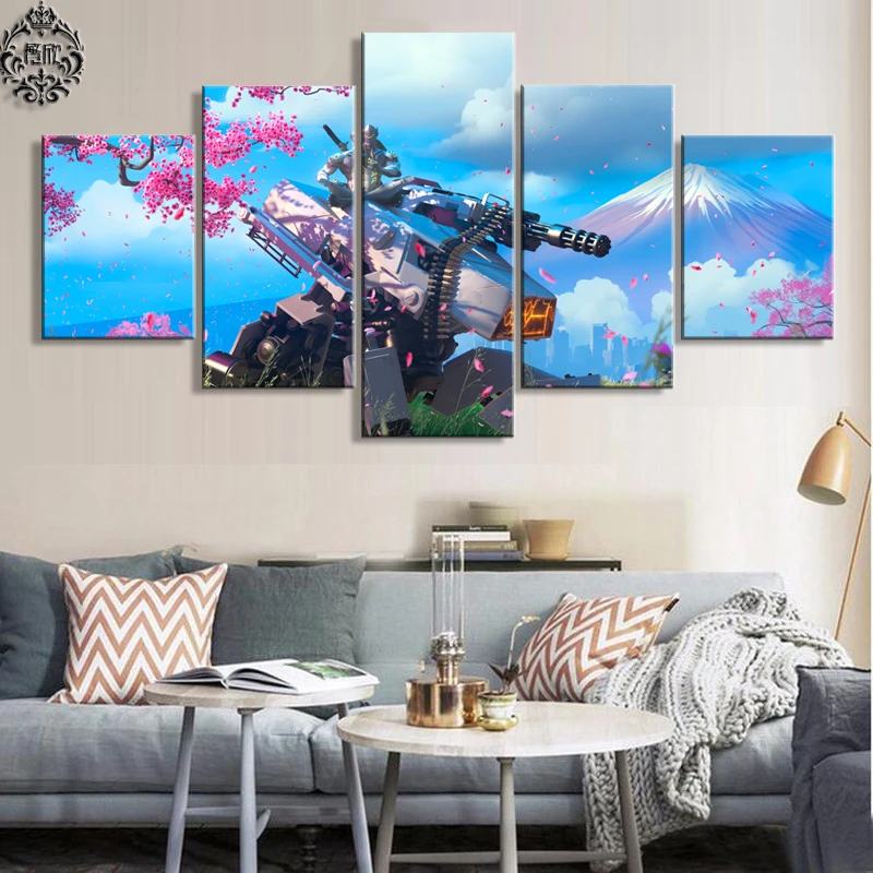 Painting Game Poster 5 Panel Overwatch Genji Home Decor For Living Room Wall Art Canvas Artwork Modern Printed Pictures Cuadros | Дом и сад