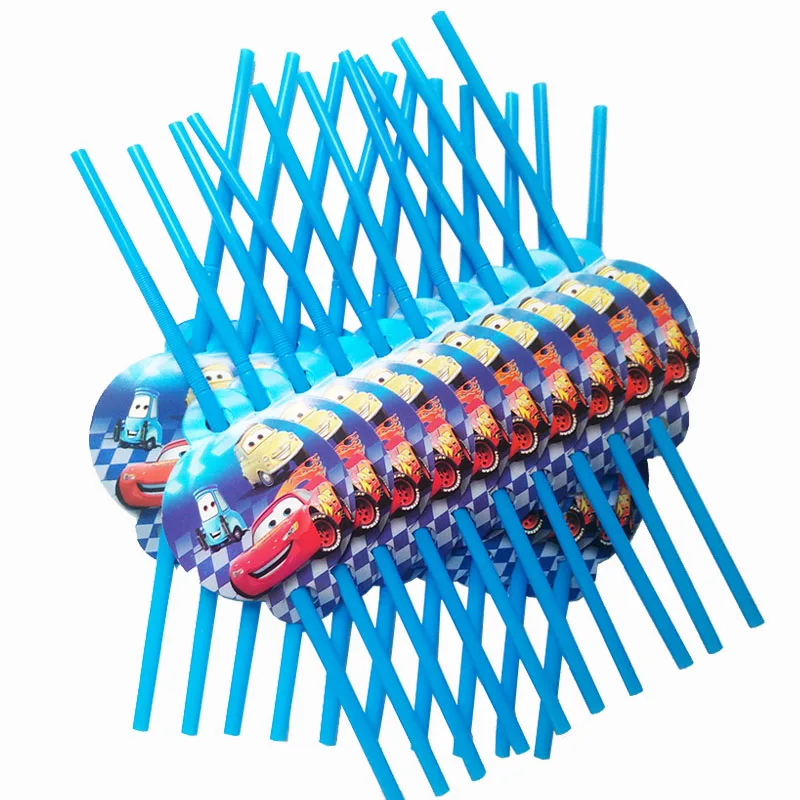 10pcs/20pcs The Cars McQueen Cartoon Disposable Straws for Kids birthday wedding Children's day party suppliers | Дом и сад