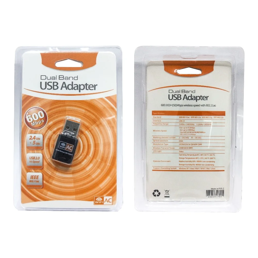 600 Мбит/с USB Wifi адаптер Двухдиапазонная сетевая карта Wi fi 5 ГГц антенна Ethernet