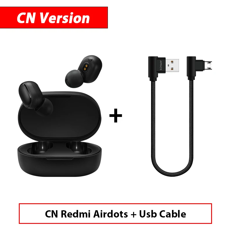 Add USB Cable Xiaomi Redmi Airdots TWS Bluetooth наушники стерео бас Bluetooth 5,0 Eeadphones с микрофоном свободные Наушники управление AI - Цвет: Add USB Cable