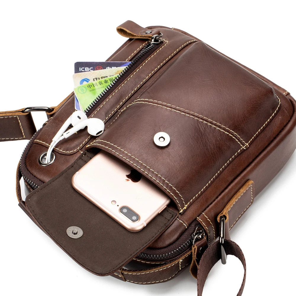 2021 new brand genuine leather man messenger shoulder bags small vintage cowhide crossbody for male mens casual tote handbag free global shipping