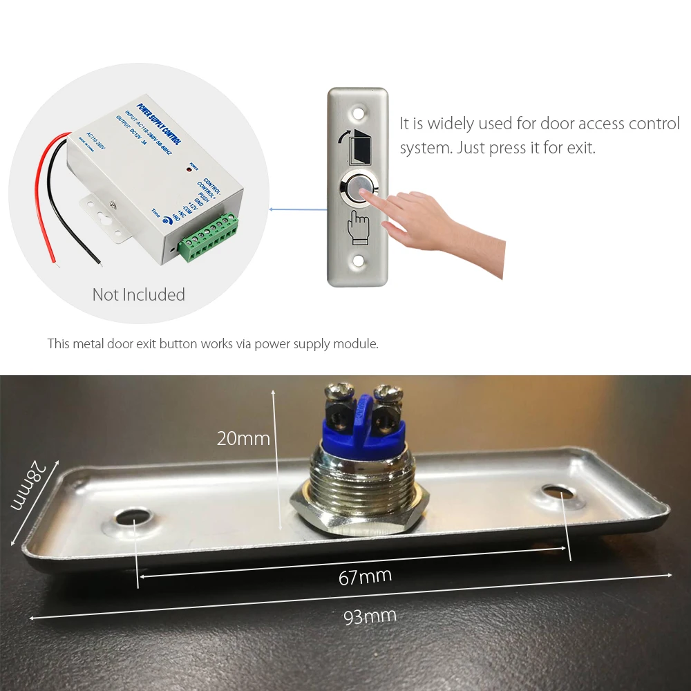 Металлический выключатель HOMSECUR из нержавеющей стали для домашней сигнализации 12