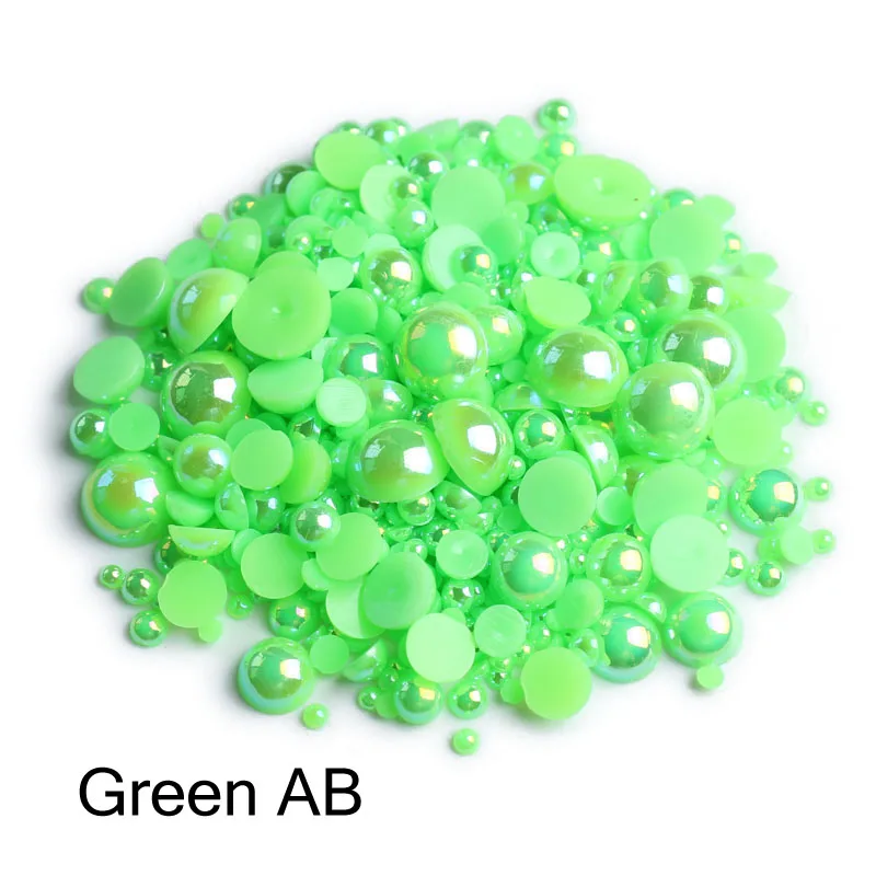 Green AB 1000pcs/bag colourful round half pearl beads flat back For jewelry making Sewing Plastic ABS Pearl Beads2mm/3mm/4mm/5mm/6mm/8mm - Цвет: Green AB