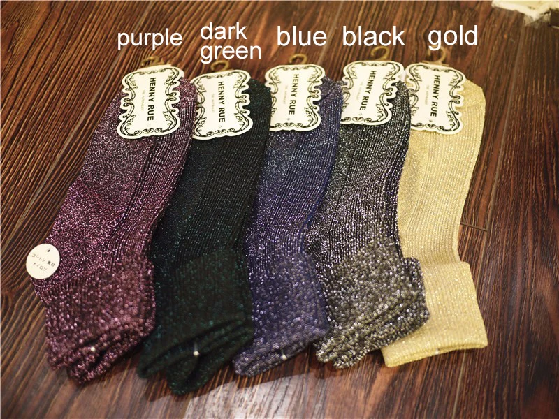 Высококачественные модные блестящие носки с люрексом сезон осень зима