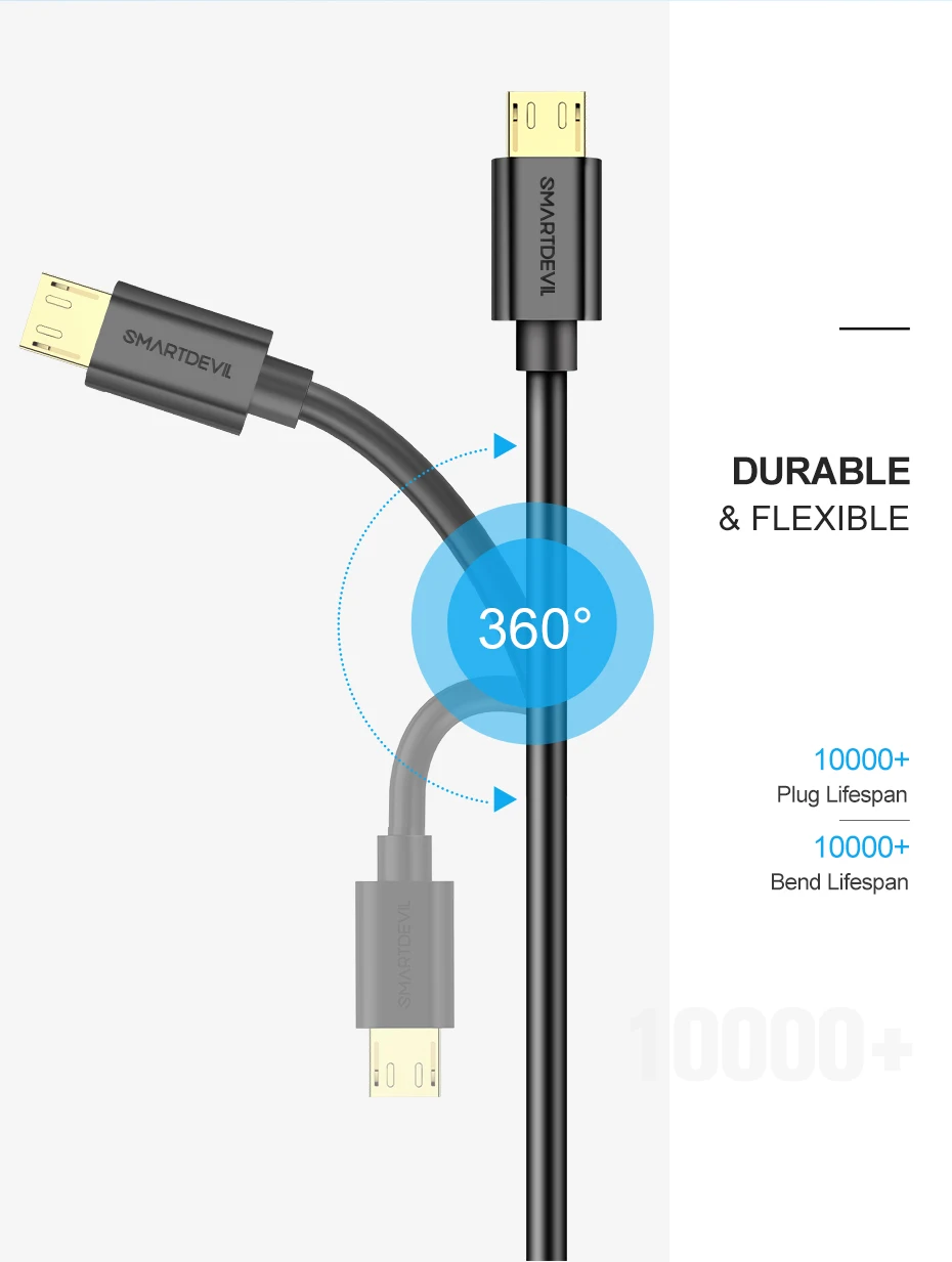SmartDevil Micro USB кабель передачи данных для быстрой зарядки Шнур Универсальный Для huawei samsung Xiaomi планшет Android, телефон Кабель-адаптер