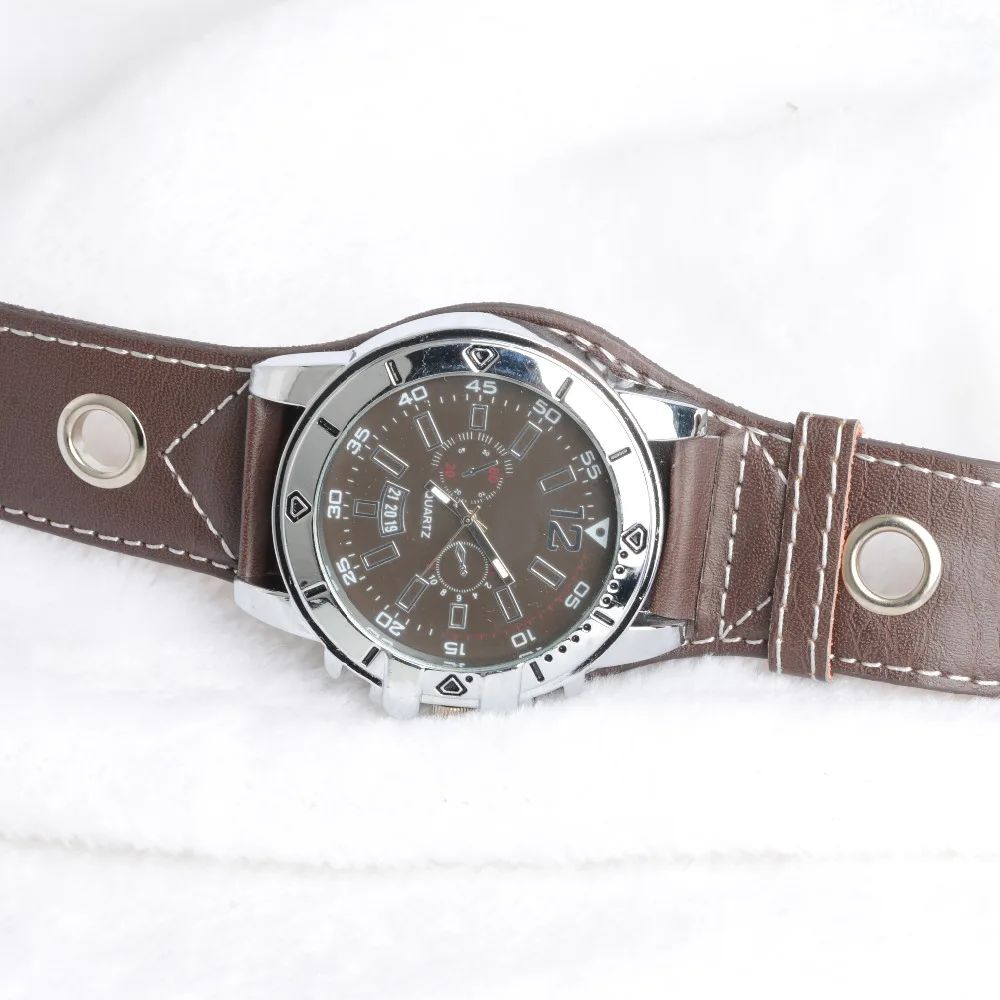 Большая распродажа винтажные кожаные часы для женщин и мужские в стиле панк