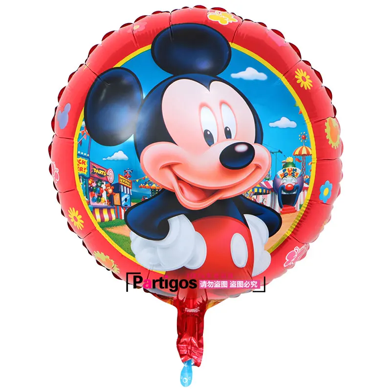 red Mickey 5 шт. 18 дюймов Круглые фольгированные шары Микки и Минни Маус для детского дня рождения, вечеринки, свадьбы, украшения для детей, классические игрушки, принадлежности - Цвет: red Mickey