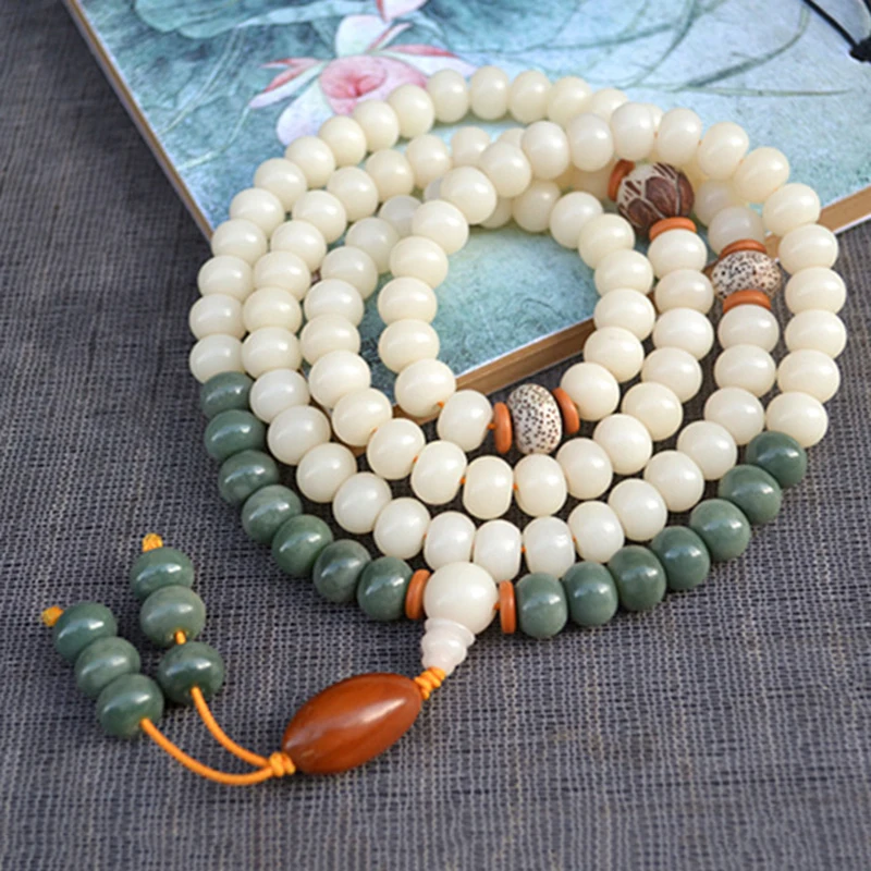 Погодоустойчивые натуральные браслеты из белой кожи ожерелье Будда Молитва мала