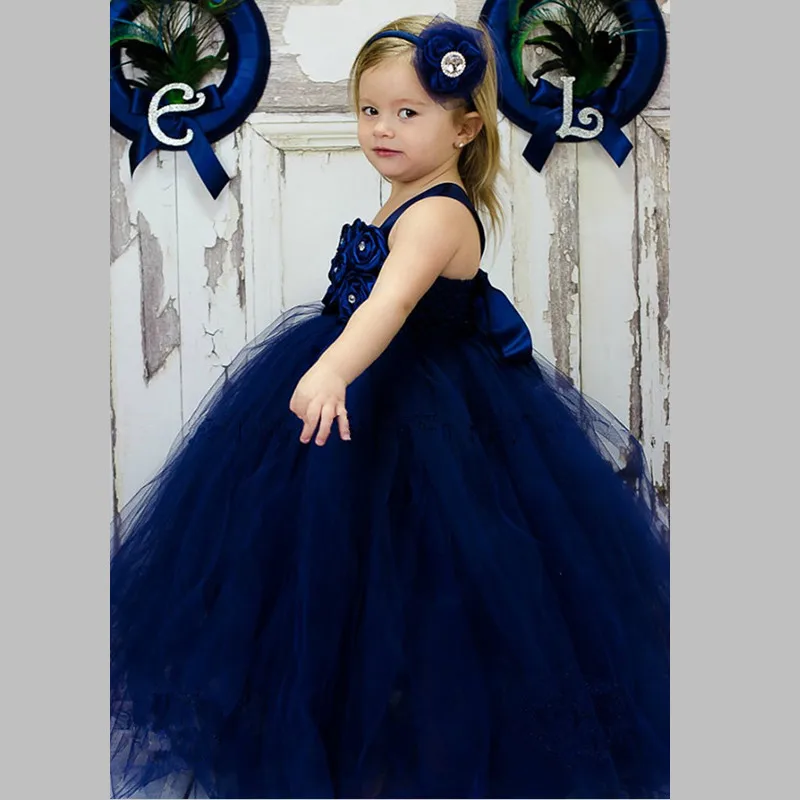 Handmade New Navy Girl Tulle Tutu Dress Baby Flower Dresses Kid Birthday Wedding Bridesmaid Pageant Graduation Formal | Детская одежда