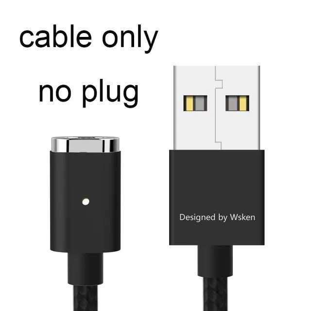 Black Cable Wsken USB Магнитный зарядный кабель для iPhone Xs 8 7 6 6s Qc2.0 быстрое зарядное устройство провод Micro usb type C кабель для мобильного телефона samsung - Цвет: Black Cable