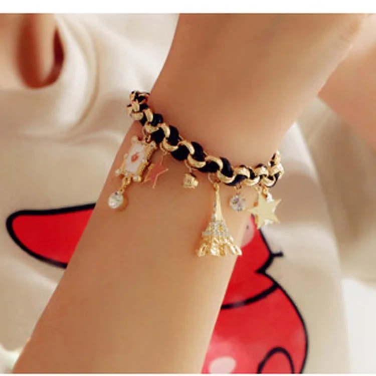 black Новое поступление в Корейском стиле,, Модные Простые Металл 8 браслеты с кулоном в форме бесконечности для Для женщин& Для мужчин ювелирные изделия Летний стиль пляж - Окраска металла: black