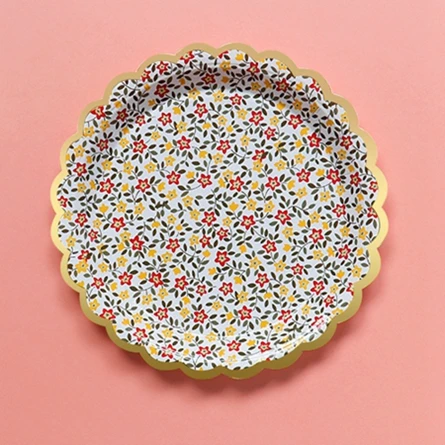 White Flower Plate Retrol Цветочные бумажные тарелки и стаканы на день рождения и свадьбу, вечерние украшения для сада, 10 упаковок, одноразовые столовые приборы, вечерние принадлежности - Цвет: White Flower Plate