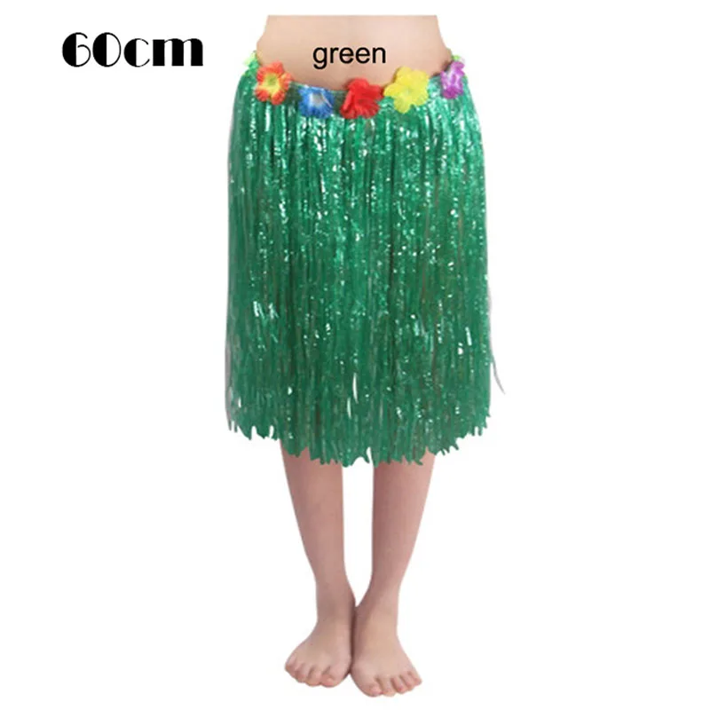 60cm green 30/40/60 см Пластик волокон для девушки и женщины, Женская Гавайская Юбка для танца \"хула\" хула травяной костюм с юбкой с цветочным рисунком танец хула платье Вечерние Гаваи пляж - Цвет: 60cm green