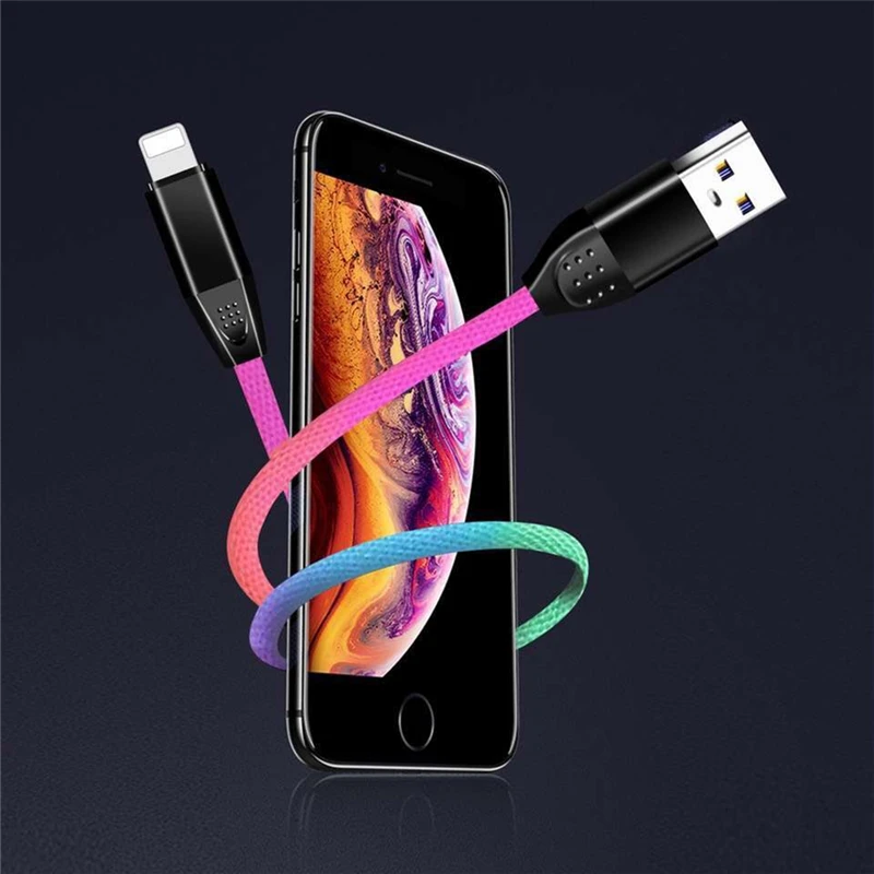 Цветной USB кабель для быстрой зарядки и синхронизации данных iPhone 5 5C 6S 6 7 8 Plus SE X XR XS