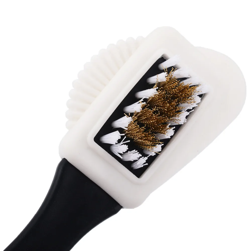 Черная 3 сторонняя щетка для чистки замшевых нубуковых ботинок обувь S образной