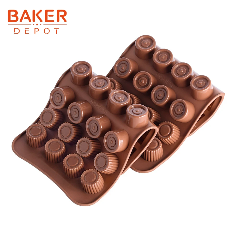 BAKER DEPOT силиконовая Плесень Для Шоколада Кондитерская выпечка квадратная круглая форма для украшения торта ледяные конфеты Мармеладные формы помадки 24 Отверстия