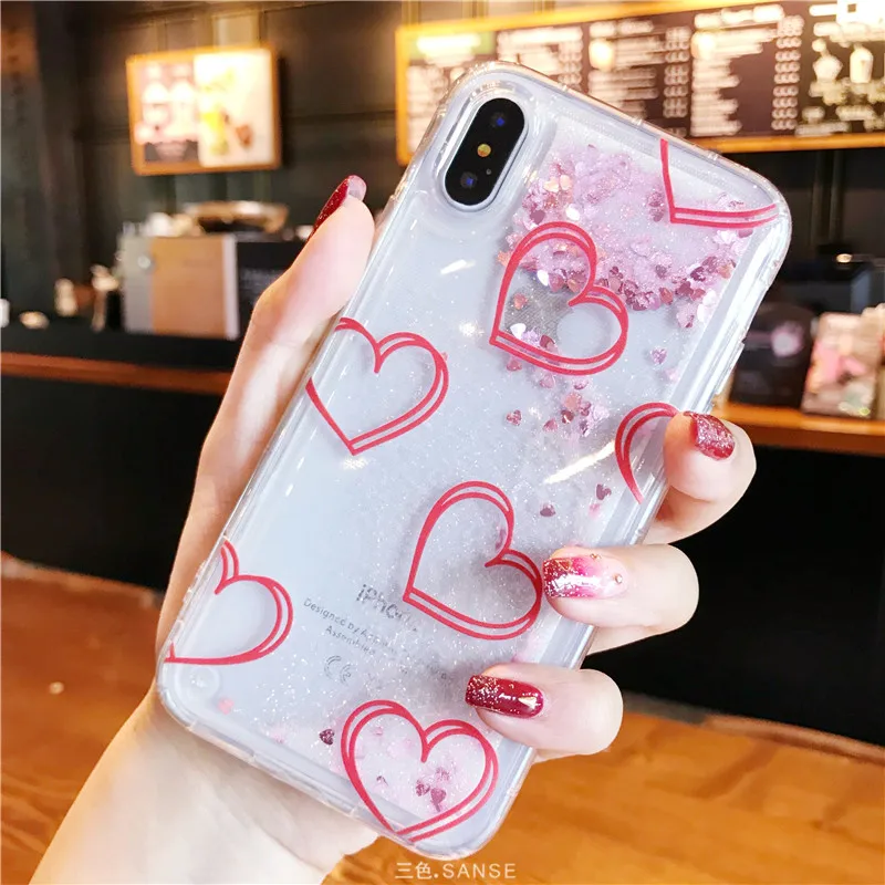 Любовь блеск быстрый песок чехол для телефона iPhone 6 6S Лидер продаж Пластик