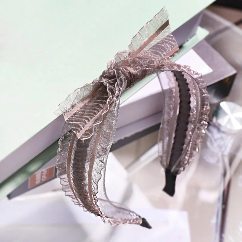 

Sweet Lace Organza Knotted Hair Bow Hairband Girls Hair Ornaments Fashion Headband for Women Korean Hairband