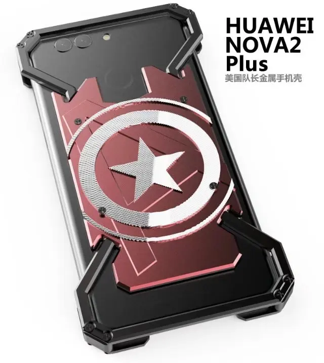 R-JUST case For huawei Nova2 plus supper hero Captain America Armor Heavy Dust CNC Metal protect Skeleton head phone cover |