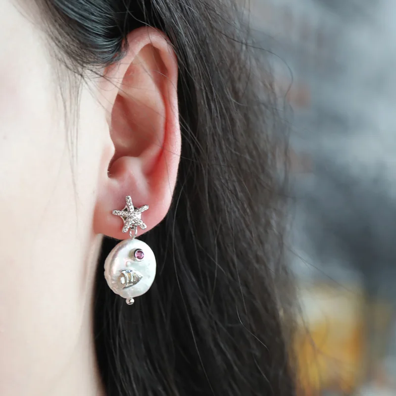 

Funmor Romantic Natural Freshwater Pearl Drop Earrings Baroque Irregular Brincos Women Pendientes Mujer Knot Routine Gifts 2019