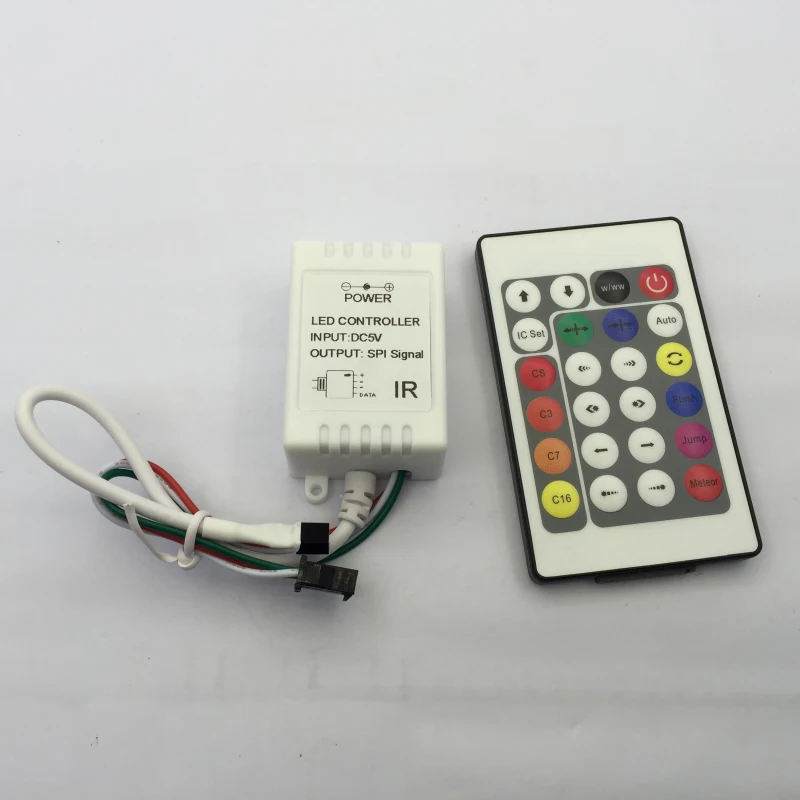 

24 Keys IR Infrared LED Remote Controller Dimmer for WS2801 WS2812B WS2811 Magic Dream Color IC Flexible LED Strip Lights