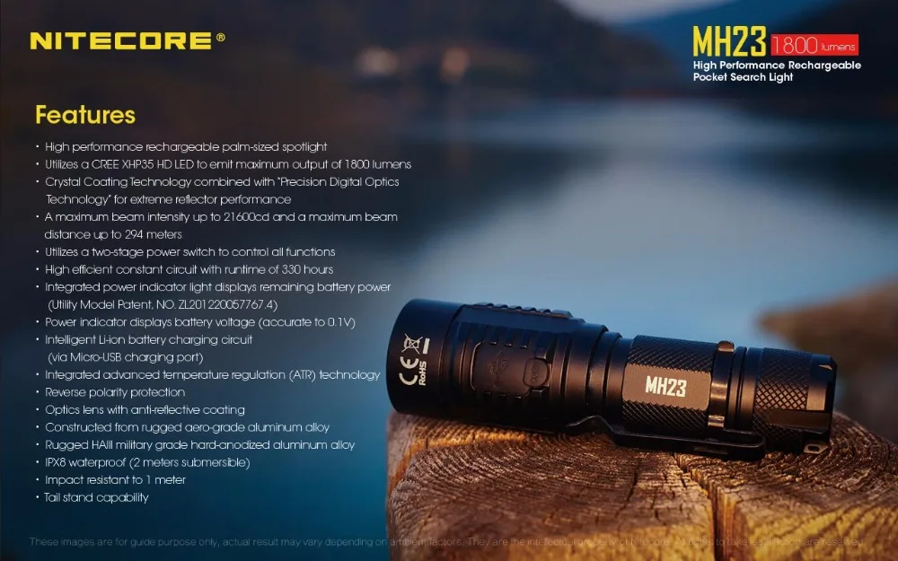 NITECORE MH23 USB Перезаряжаемый фонарик CREE XHP35 HD max 1800 люмен 7 режимов работы тактический фонарь для поиска и спасательный маяк