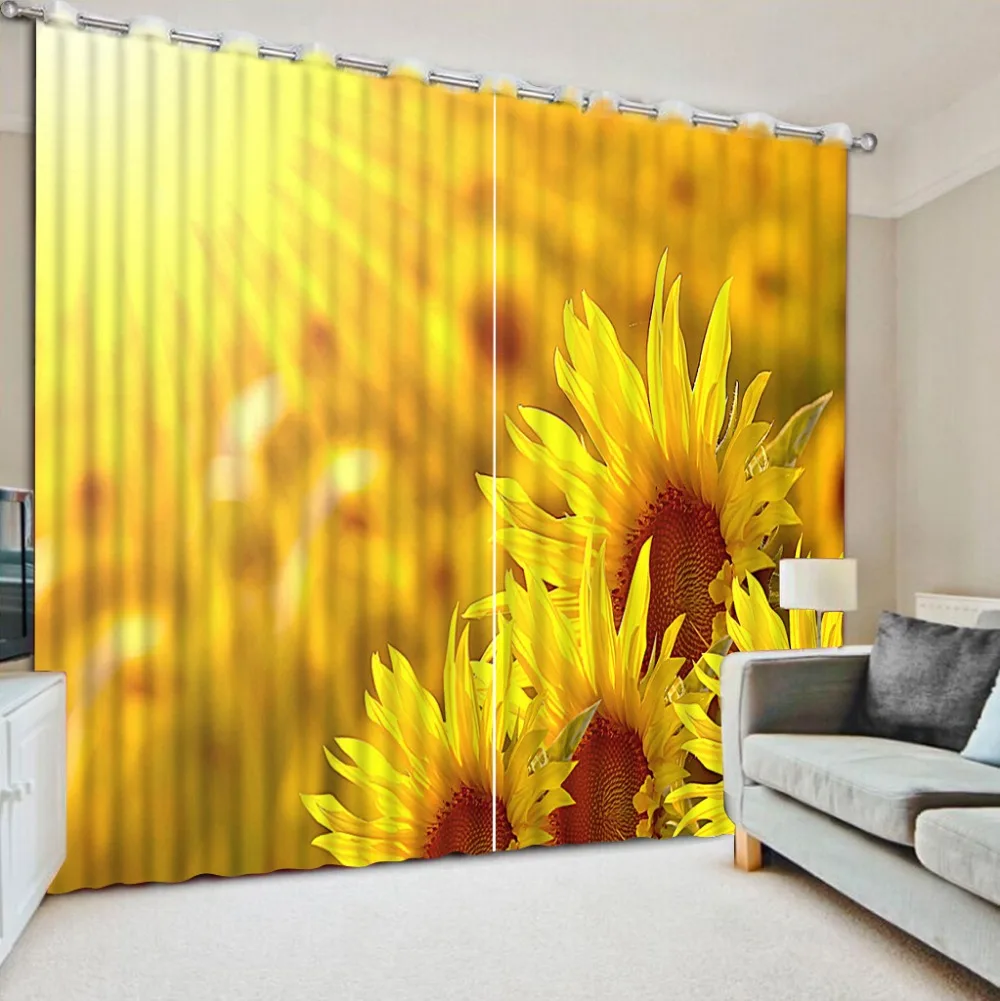 Modern Home Custom sunflower Bedroom Living Room Kitchen Textile Luxury 3D Window Curtains 3d curtains | Дом и сад