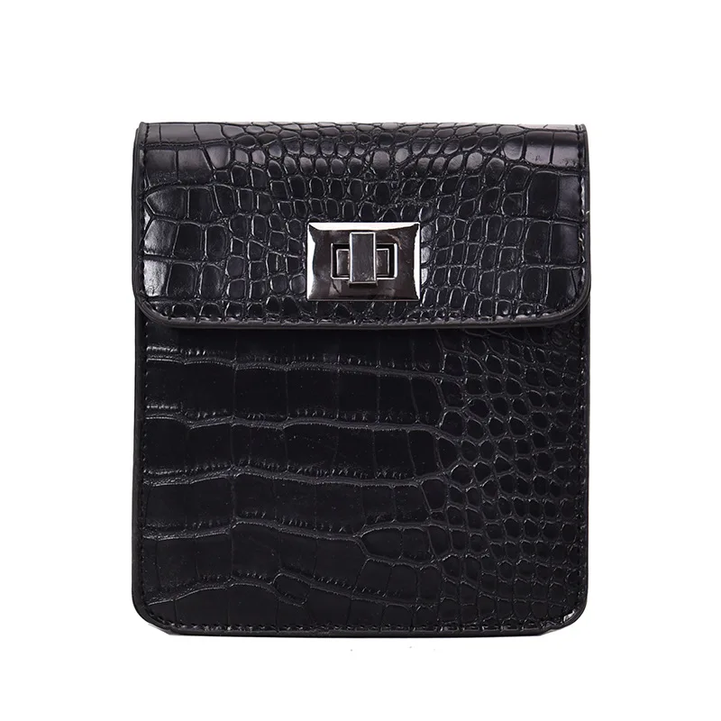 Black 2 waist bag Винтажная Мини Женская поясная сумка из кожи аллигатора, квадратная поясная сумка, женская сумка на плечо, поясная сумка B134 - Цвет: Black 2 waist bag