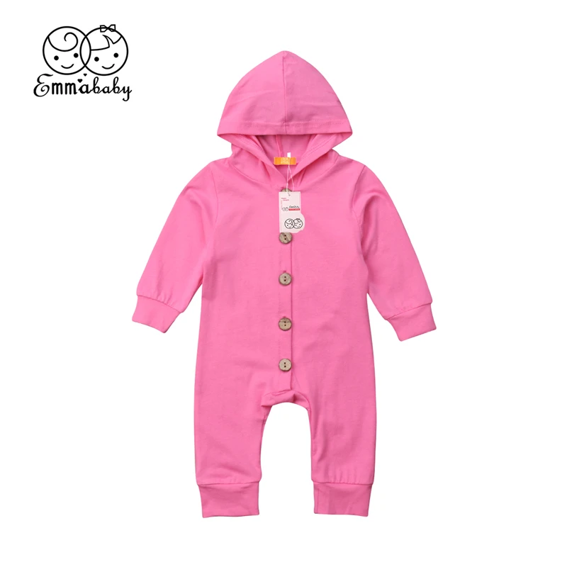 Осенний яркий хлопковый комбинезон с капюшоном для новорожденных 0 24 м|Ромперы| |