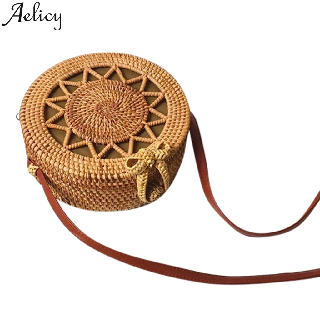 Женские плетеные сумки через плечо Aelicy маленькие из ротанга ручной работы с