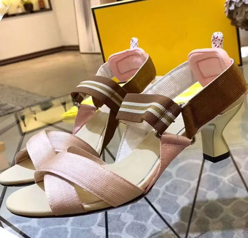 pink 6cm heel Г., шикарный дизайн, сандалии-гладиаторы женская обувь на необычном высоком каблуке с открытым носком и ремешком на щиколотке женская модная обувь для вечеринок - Цвет: pink 6cm heel