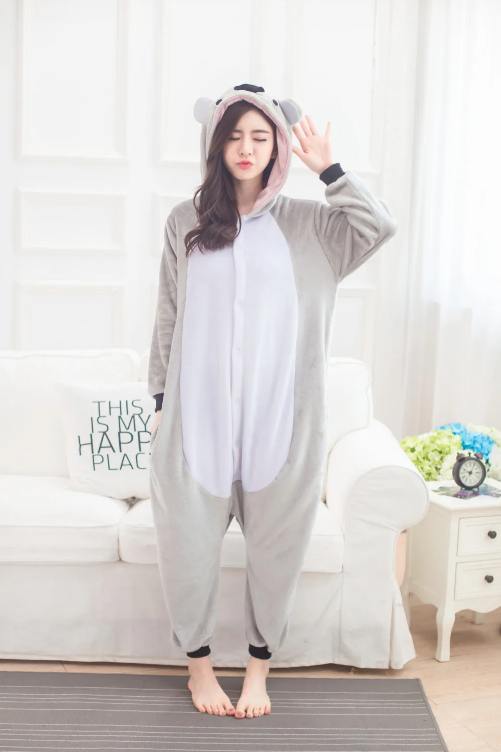 Кигуруми комбинезоны для косплея на Хэллоуин Рождество пижамы взрослых Серый