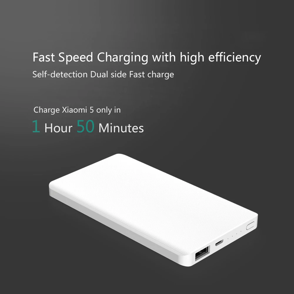 Оригинальный внешний аккумулятор Xiaomi ZMI 5000 мАч xiaomi двусторонняя Быстрая зарядка 2