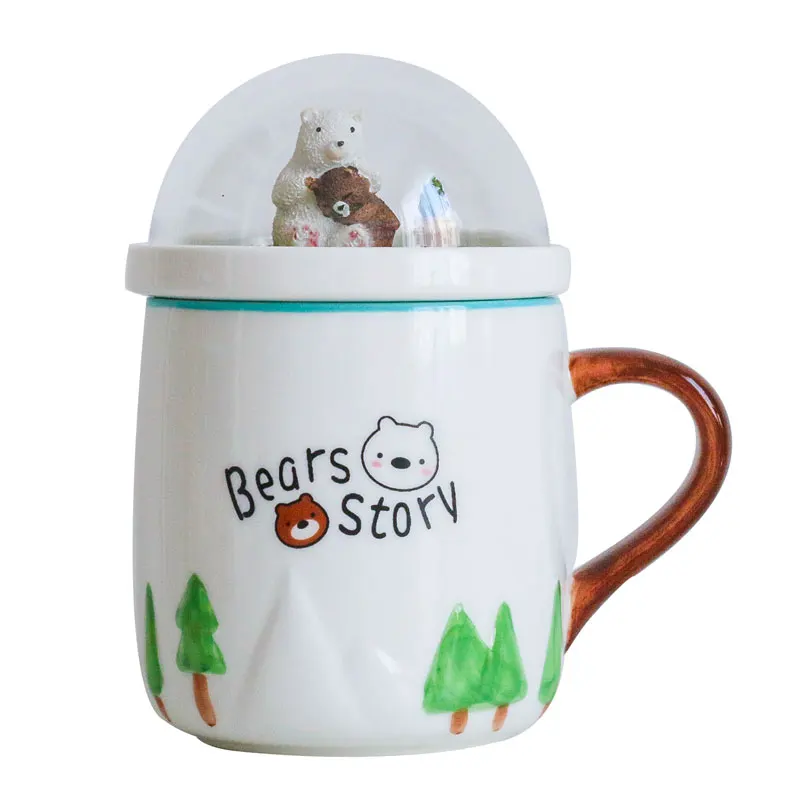 Microlandschaft Glaze Bear Story Tiny Scenery Ceramics Mug Originality Cartoon Office Coffee Milk Cup Children Christmas Gift | Дом и сад